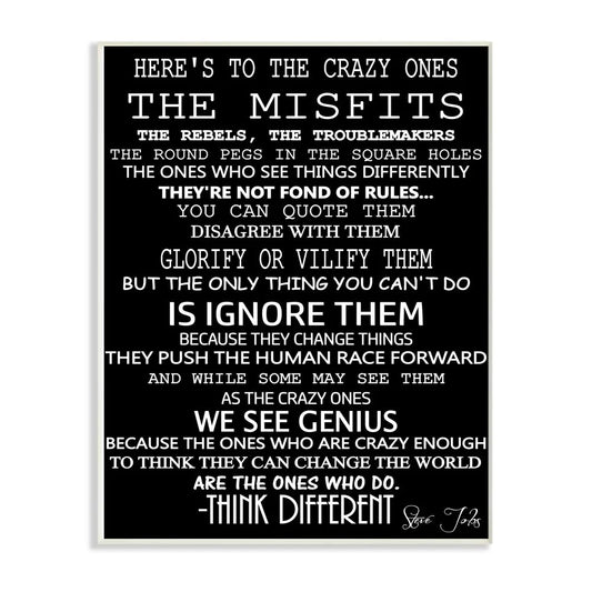 Crazy Ones Inspirational Quote Word Black and White Design Wall Plaque Art by Daniel Sproul