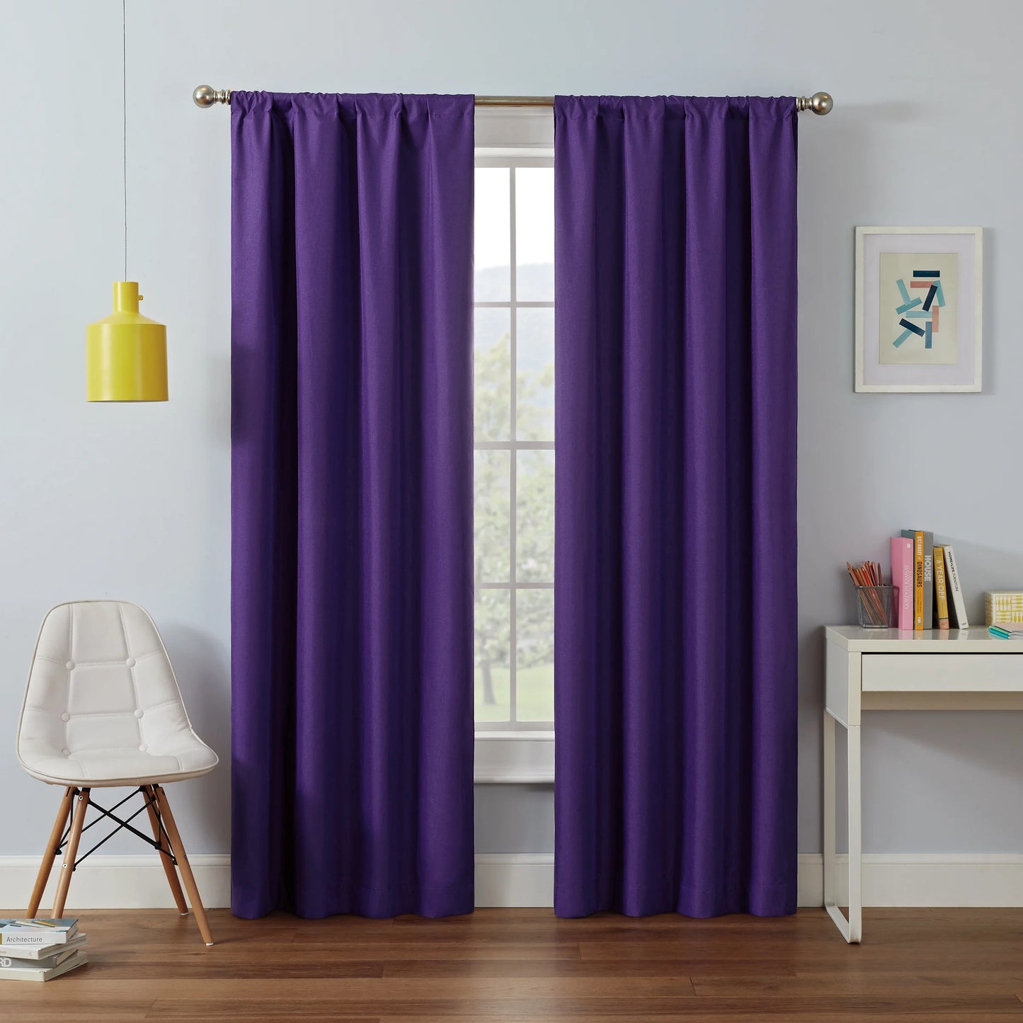 Kendall Modern Blackout Curtains, 63 in Long X 42 in Wide, Purple, Sold as a Single Curtain Panel