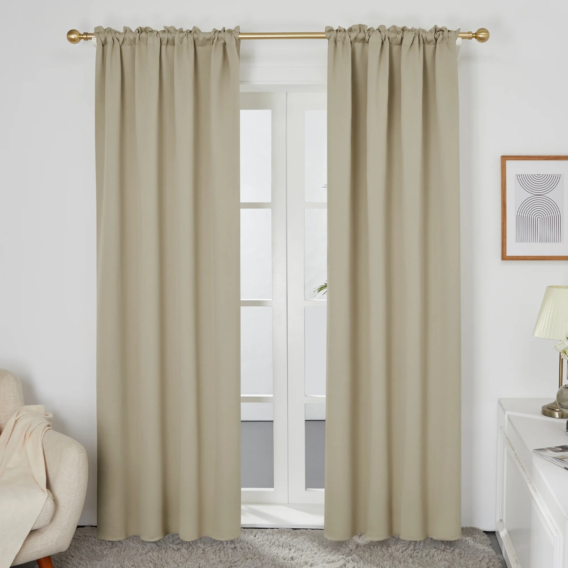 Blackout Curtains Rod Pocket Solid Thermal Insulated Curtains & Drapes for Bedroom 2 Panels, 42 X 63 Inch , Black