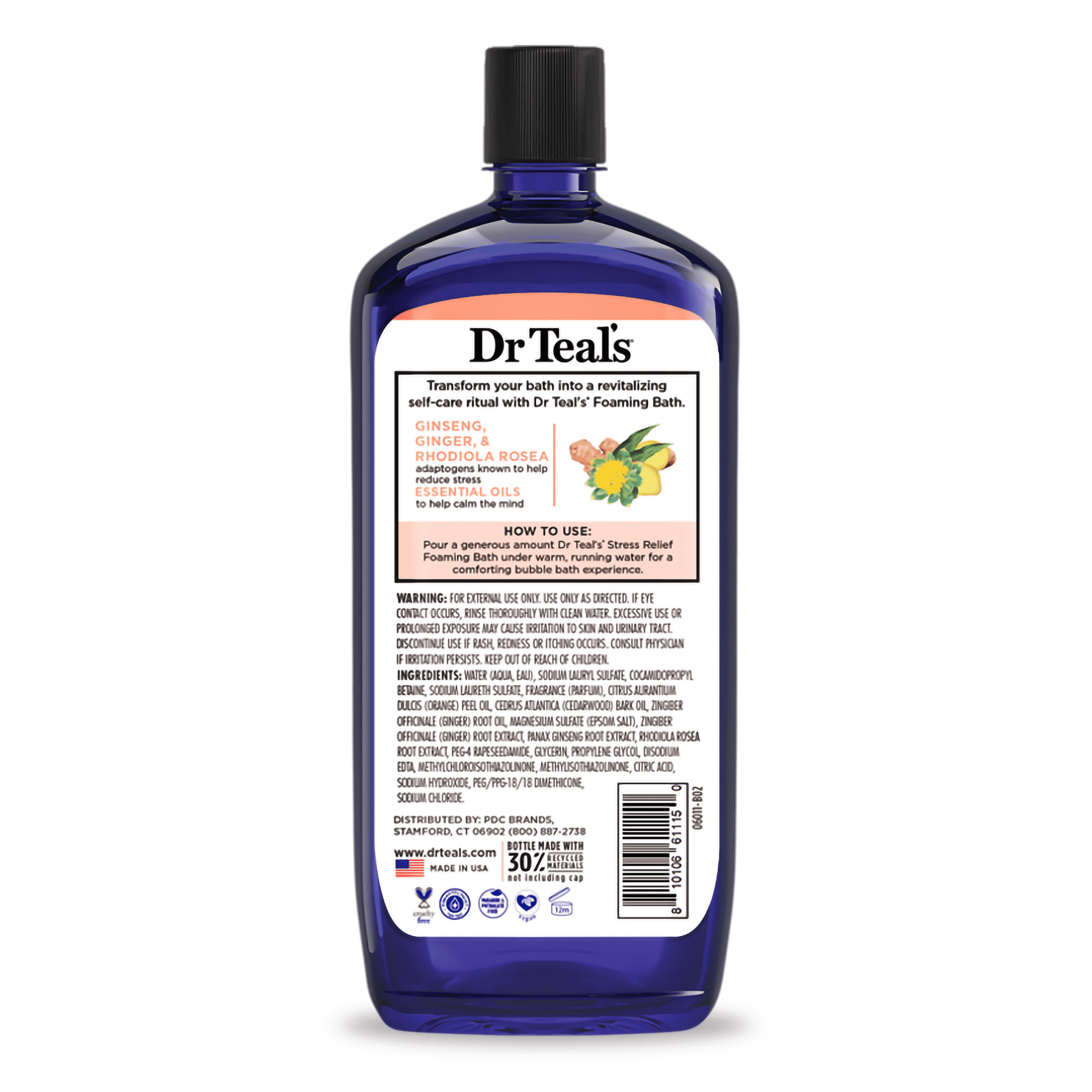 Stress Relief Foaming Bath with Ginseng & Ginger Essential Oils, 34 Fl Oz