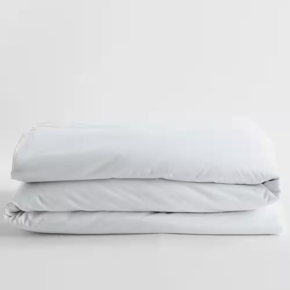 Company Cotton White Solid 300-Thread Count Wrinkle-Free Sateen Full Duvet Cover