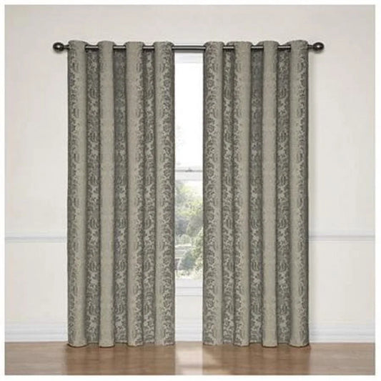 Nadya Floral Room Darkening Grommet Top Single Window Curtain Panel, Black, 52 X 63
