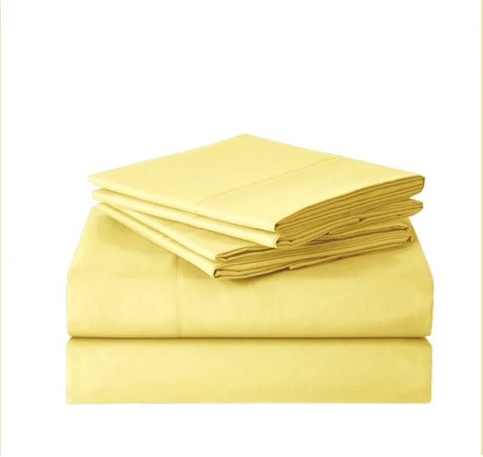 1500 Series Bed Sheets - Extra Soft Microfiber Deep Pocket 4Pc Sheet Set - Pale Yellow, Twin