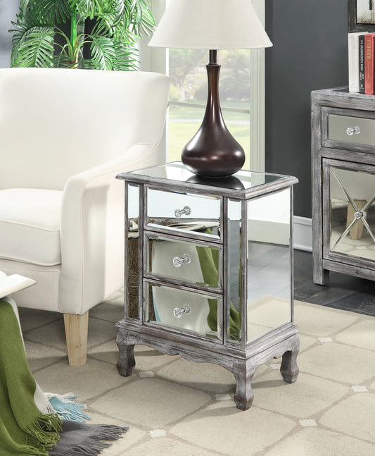 Gold Coast Vineyard 3-Drawer Mirrored End Table