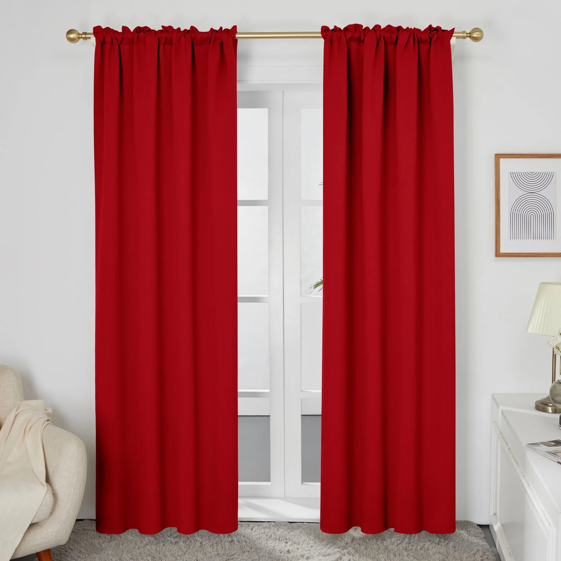 Blackout Curtains Rod Pocket Solid Thermal Insulated Curtains & Drapes for Bedroom 2 Panels, 42 X 63 Inch , Black