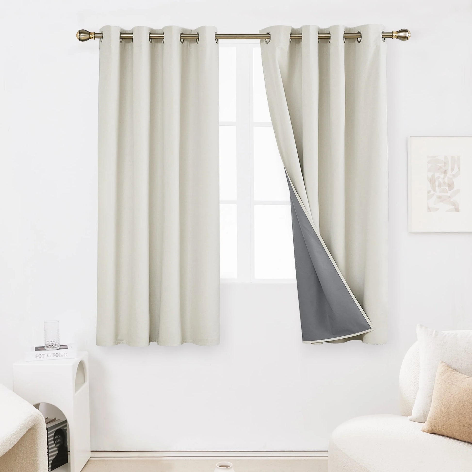 Total Blackout Curtains 2 Panels, Grommet Curtains Total Light Blocking Curtain, Soundproof Curtains for Bedroom (Khaki, 42W X 95L Inch)