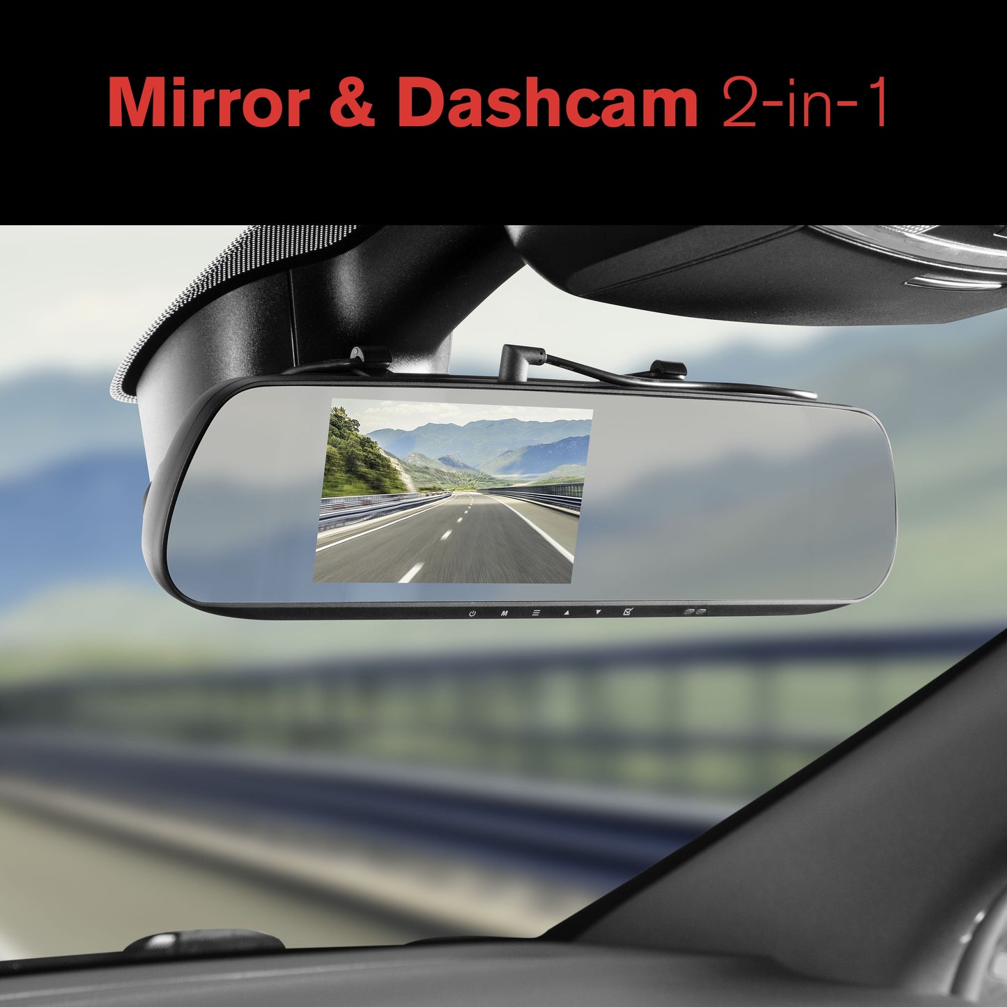 Roadcam Mirror 1080P Mirror Mount Dash Cam, Universal Compatibility with Smart G-Sensor, 4.7" Monitor, Adjustable Lens, Wide Angle View, BT533147