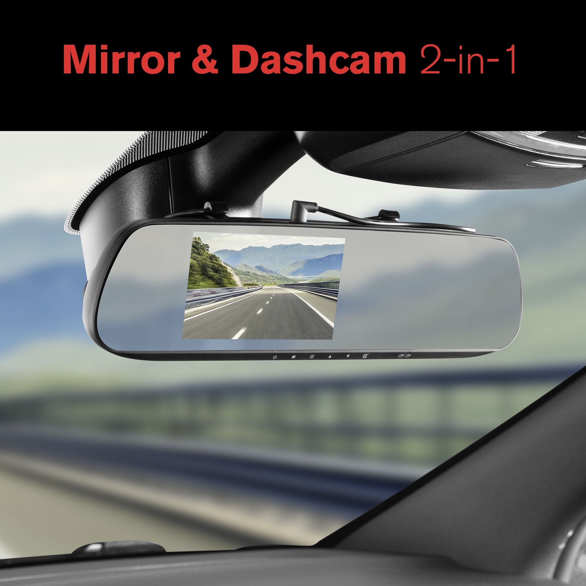 Roadcam Mirror 1080P Mirror Mount Dash Cam, Universal Compatibility with Smart G-Sensor, 4.7" Monitor, Adjustable Lens, Wide Angle View, BT533147