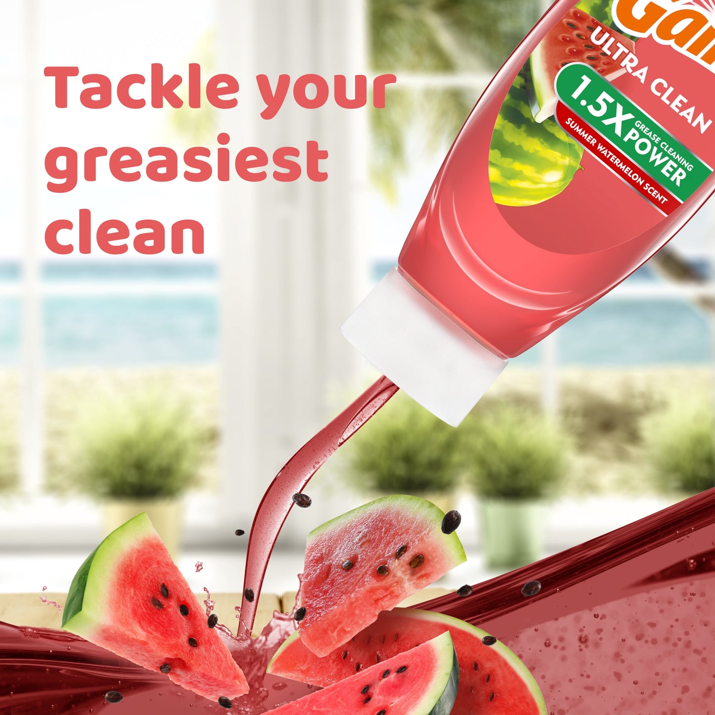 Ultra Original Ez-Squeeze Dish Soap, Dishwashing Liquid, Summer Watermelon, 24.3 Fl Oz
