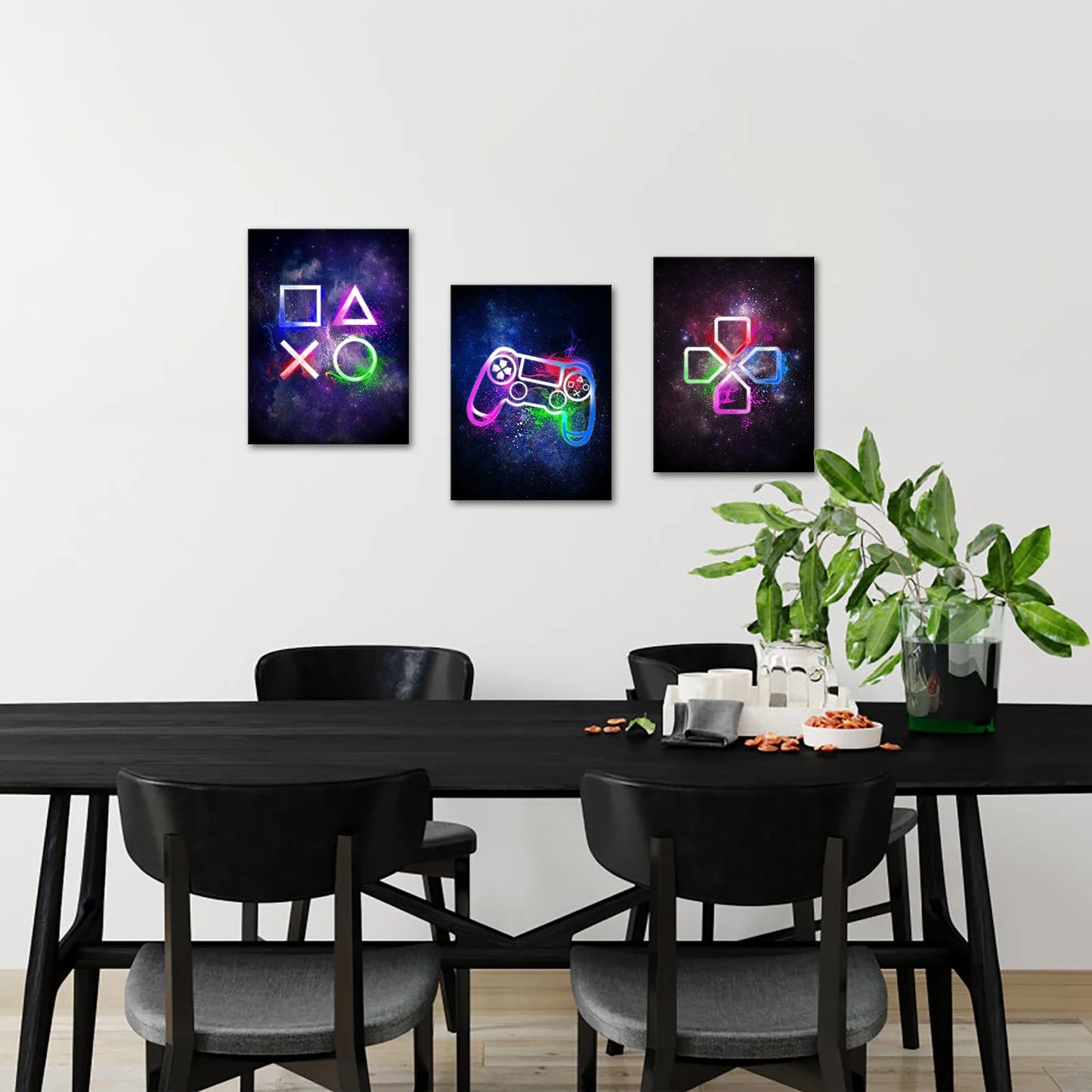 Gamer Symbol Framed Canvas Wall Art Paintings Gaming Wall Decor Prints Pictures Posters Artwork Room Decor Decoration 12"X16"X3 Pieces