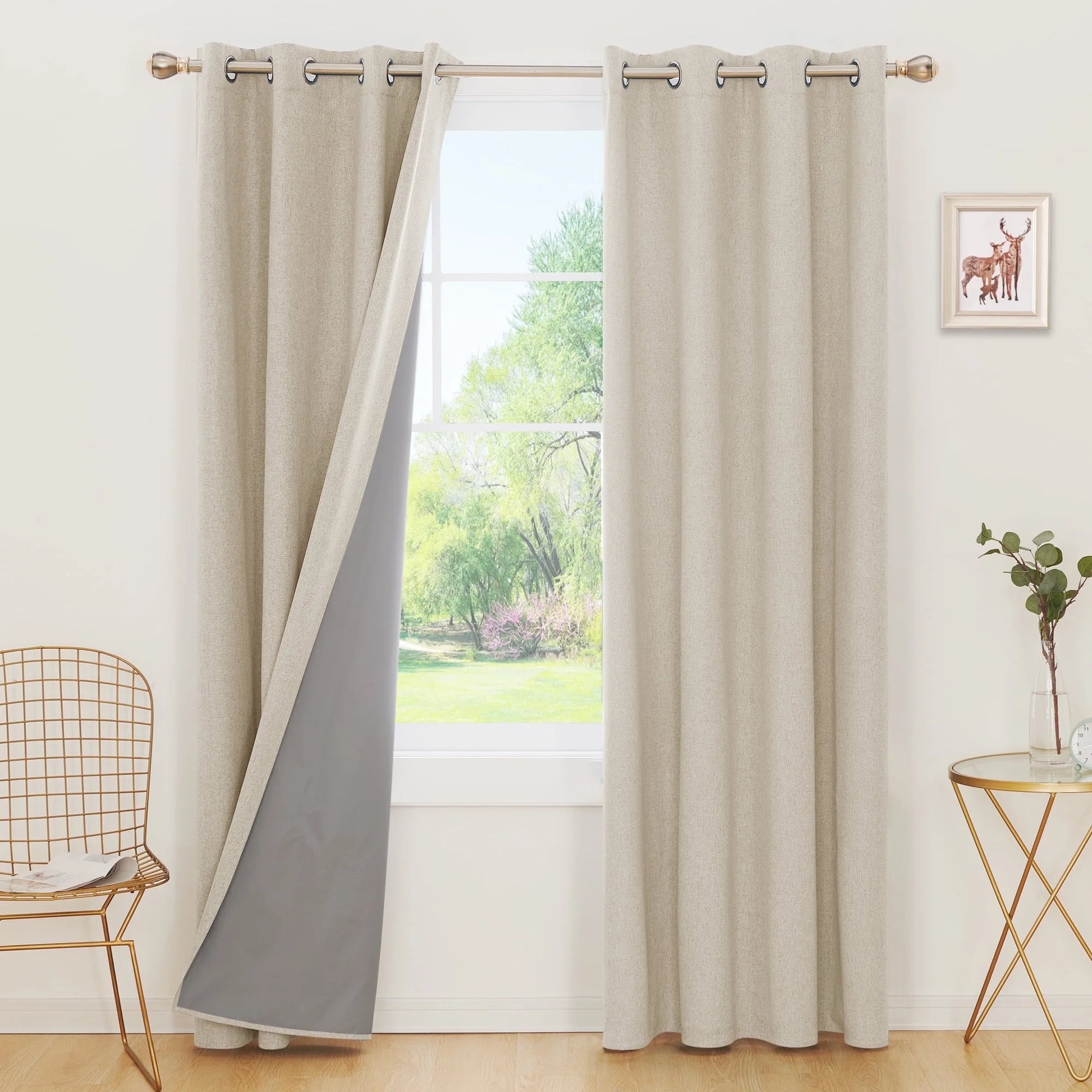 Total Blackout Curtains 2 Panels, Grommet Curtains Total Light Blocking Curtain, Soundproof Curtains for Bedroom (Khaki, 42W X 95L Inch)
