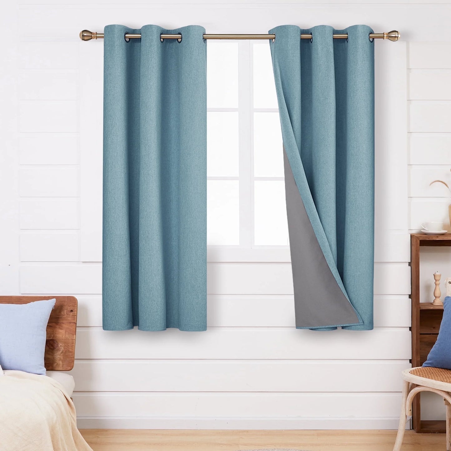 Total Blackout Curtains 2 Panels, Grommet Curtains Total Light Blocking Curtain, Soundproof Curtains for Bedroom (Khaki, 42W X 95L Inch)