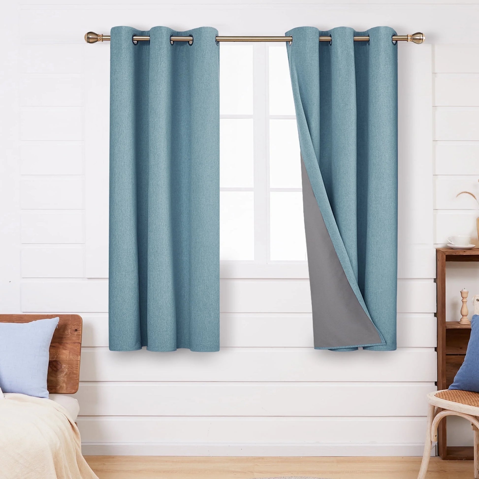 Total Blackout Curtains 2 Panels, Grommet Curtains Total Light Blocking Curtain, Soundproof Curtains for Bedroom (Khaki, 42W X 95L Inch)