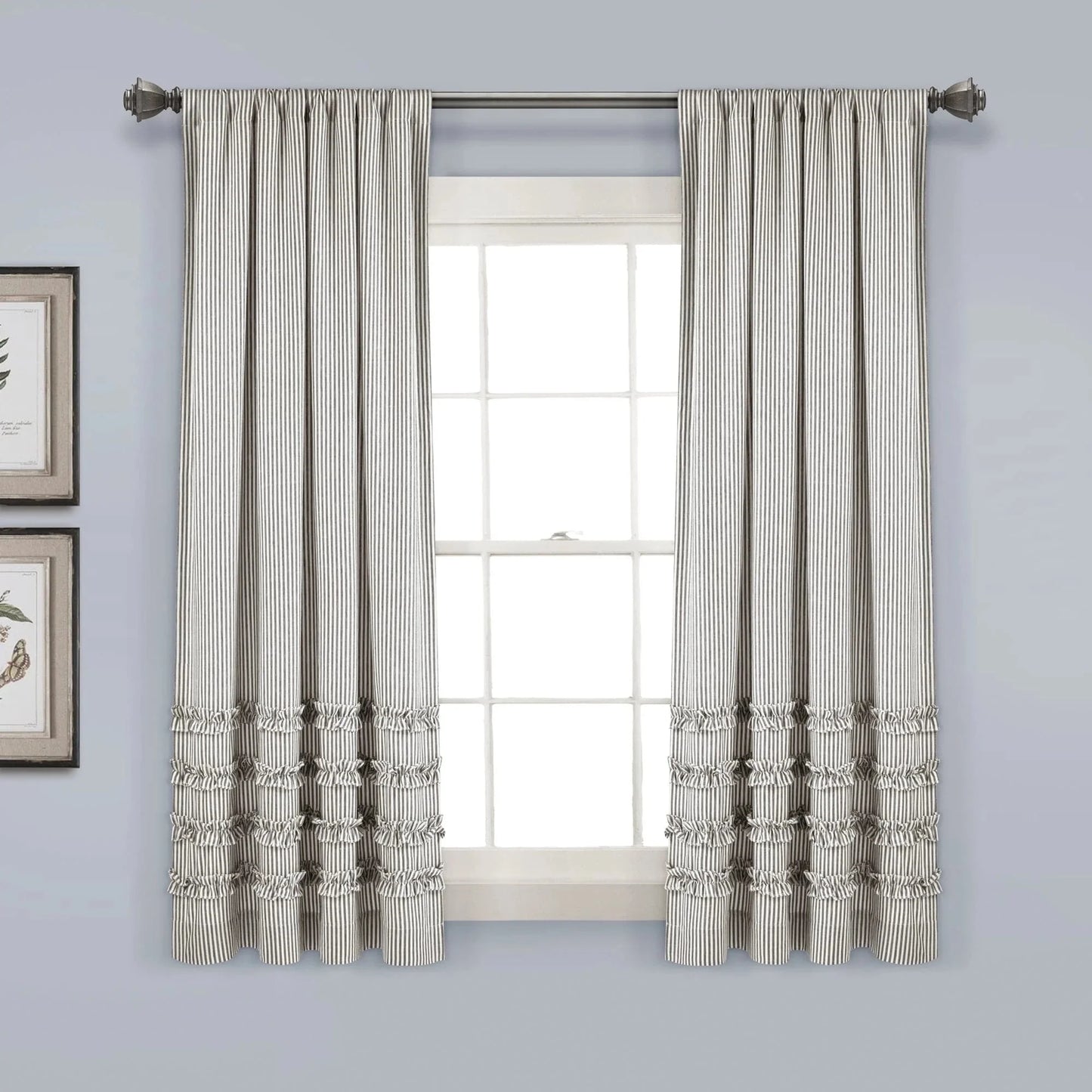 Tucker Stripe Window Curtain Panels - Gray - 84 X 40