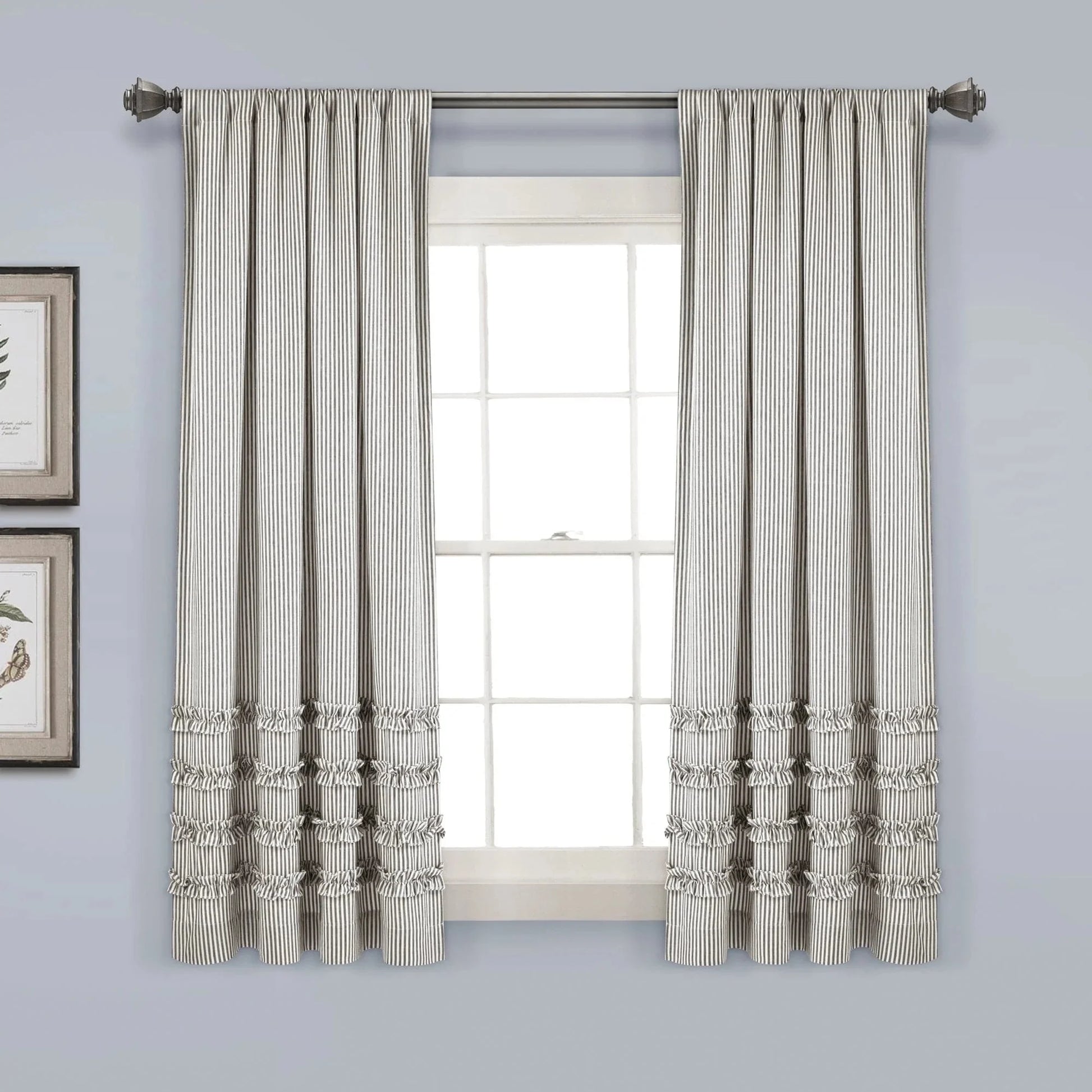 Tucker Stripe Window Curtain Panels - Gray - 84 X 40